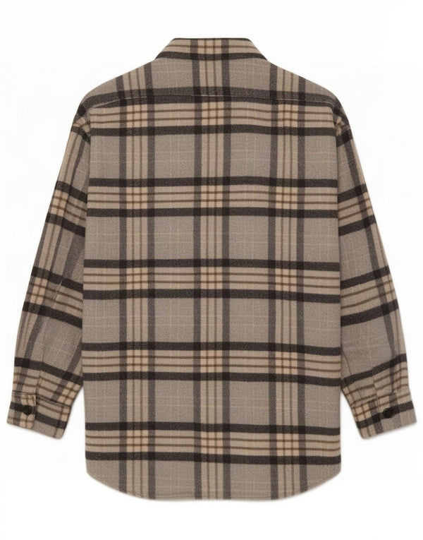Camicia overshirt in flanella da donna Zara UK 10 piccolo quadretto grigio