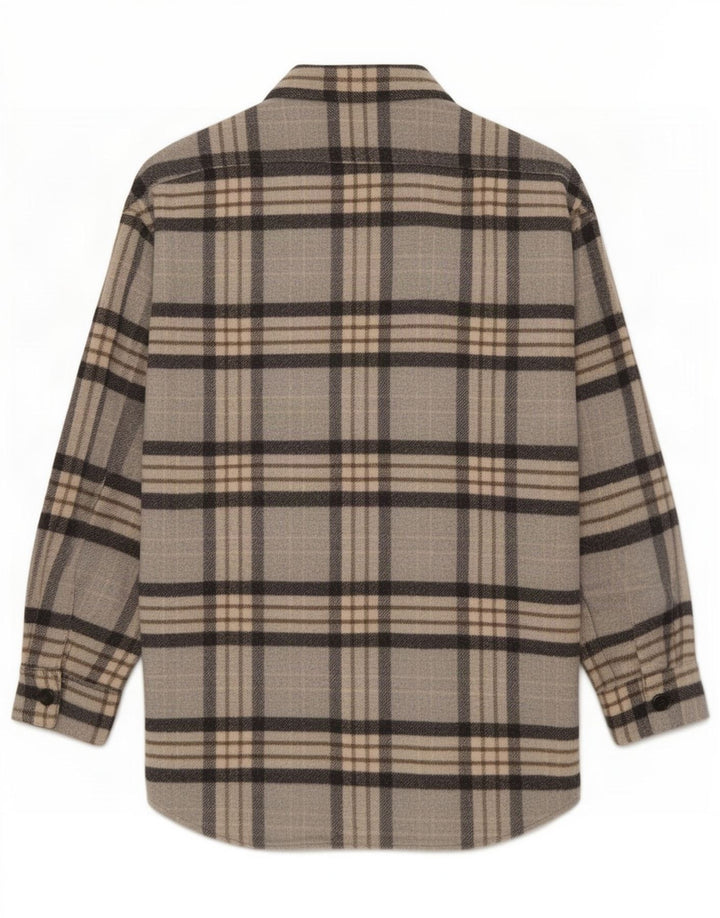 Camicia overshirt in flanella da donna Zara UK 10 piccolo quadretto grigio