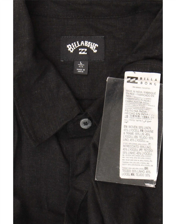 Camicia a maniche corte da uomo Billabong grande in lino nero
