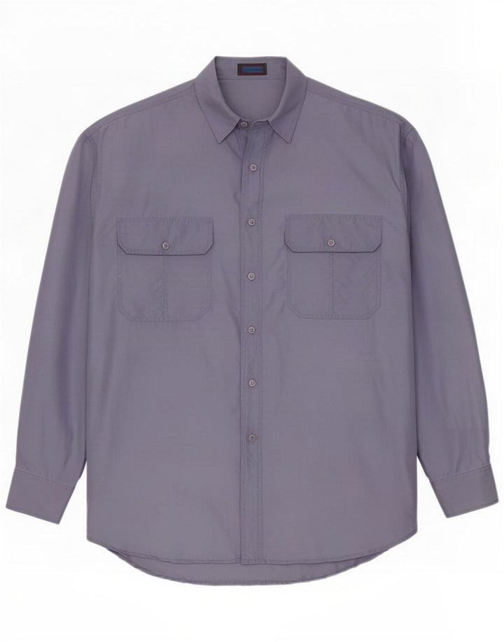 Camicia vintage da uomo in seta blu medio