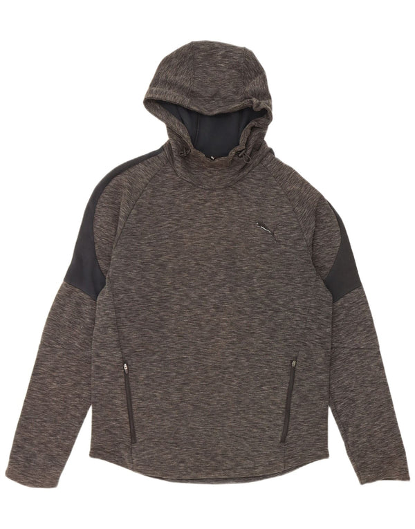 Felpa con cappuccio da uomo Puma in cotone chiazzato grigio medio