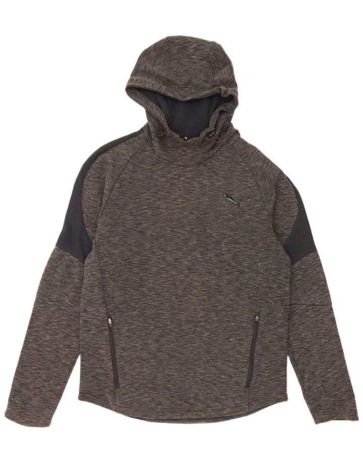 Felpa con cappuccio da uomo Puma in cotone chiazzato grigio medio