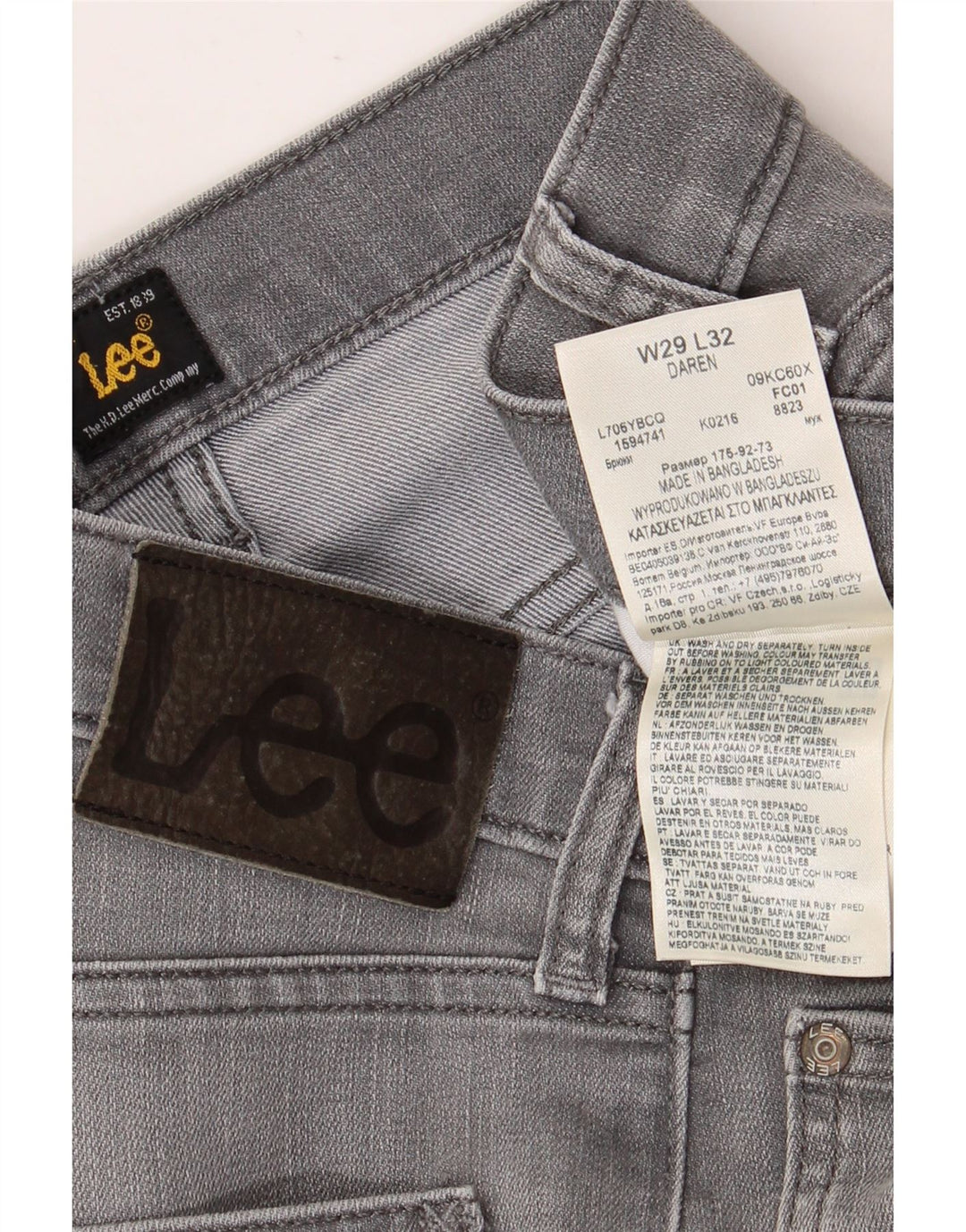 Jeans LEE Daren Slim da donna W29 L28 in cotone grigio