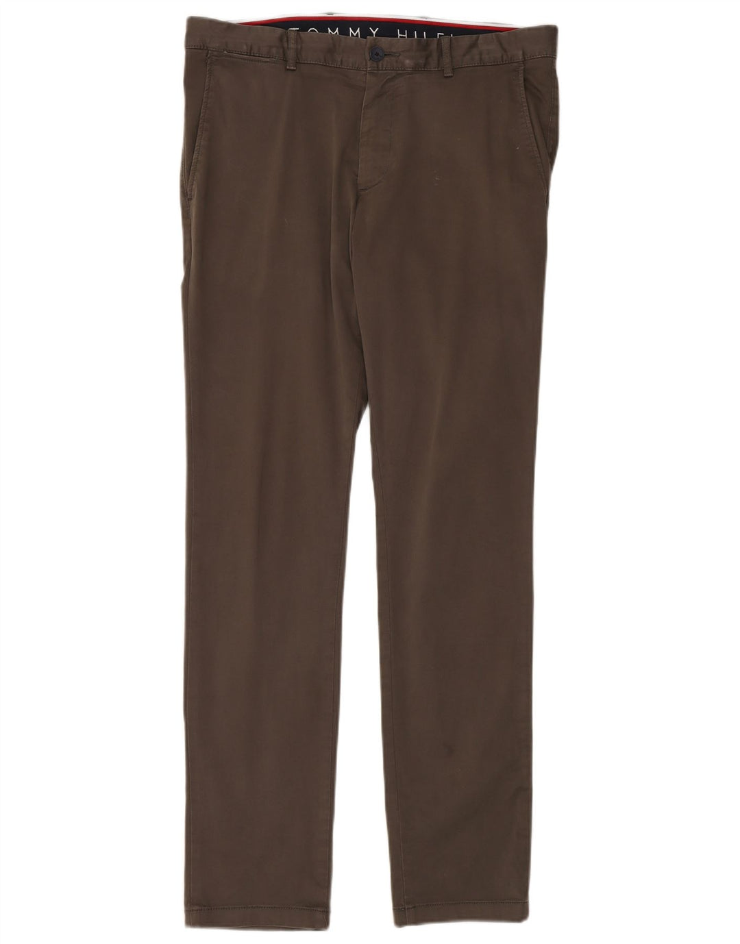 TOMMY HILFIGER Pantaloni chino slim da uomo W34 L34 cotone grigio