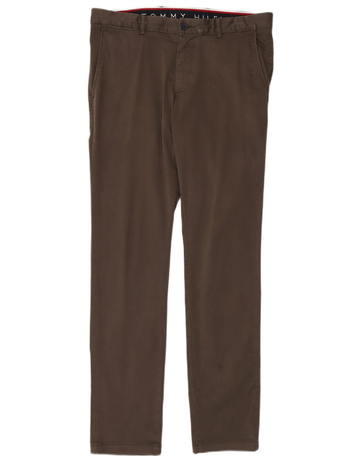 TOMMY HILFIGER Pantaloni chino slim da uomo W34 L34 cotone grigio