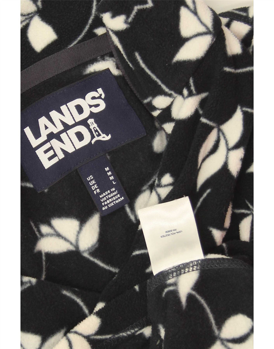 Giacca in pile da donna Lands End UK 14 Poliestere floreale blu navy medio
