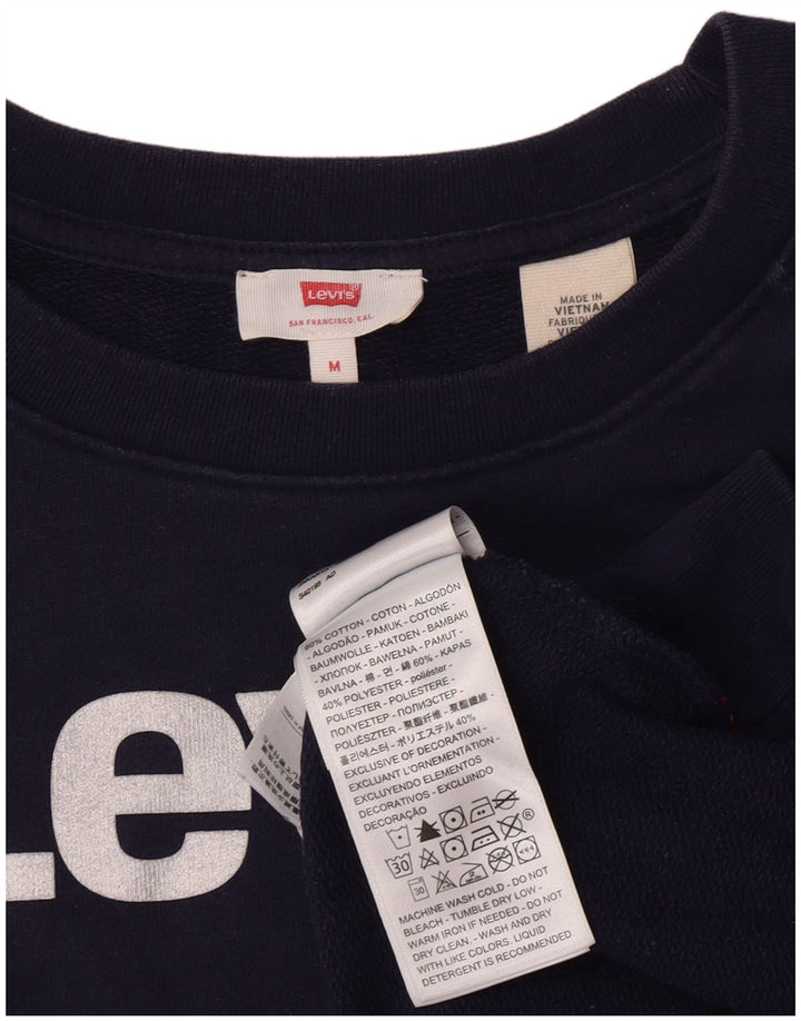 Levi's Felpa con grafica da donna Maglione UK 14 Cotone medio blu navy