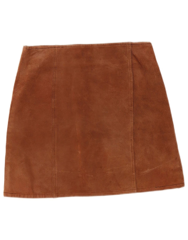 Vintage Womens Suede Mini Skirt Medium W26  Brown Leather