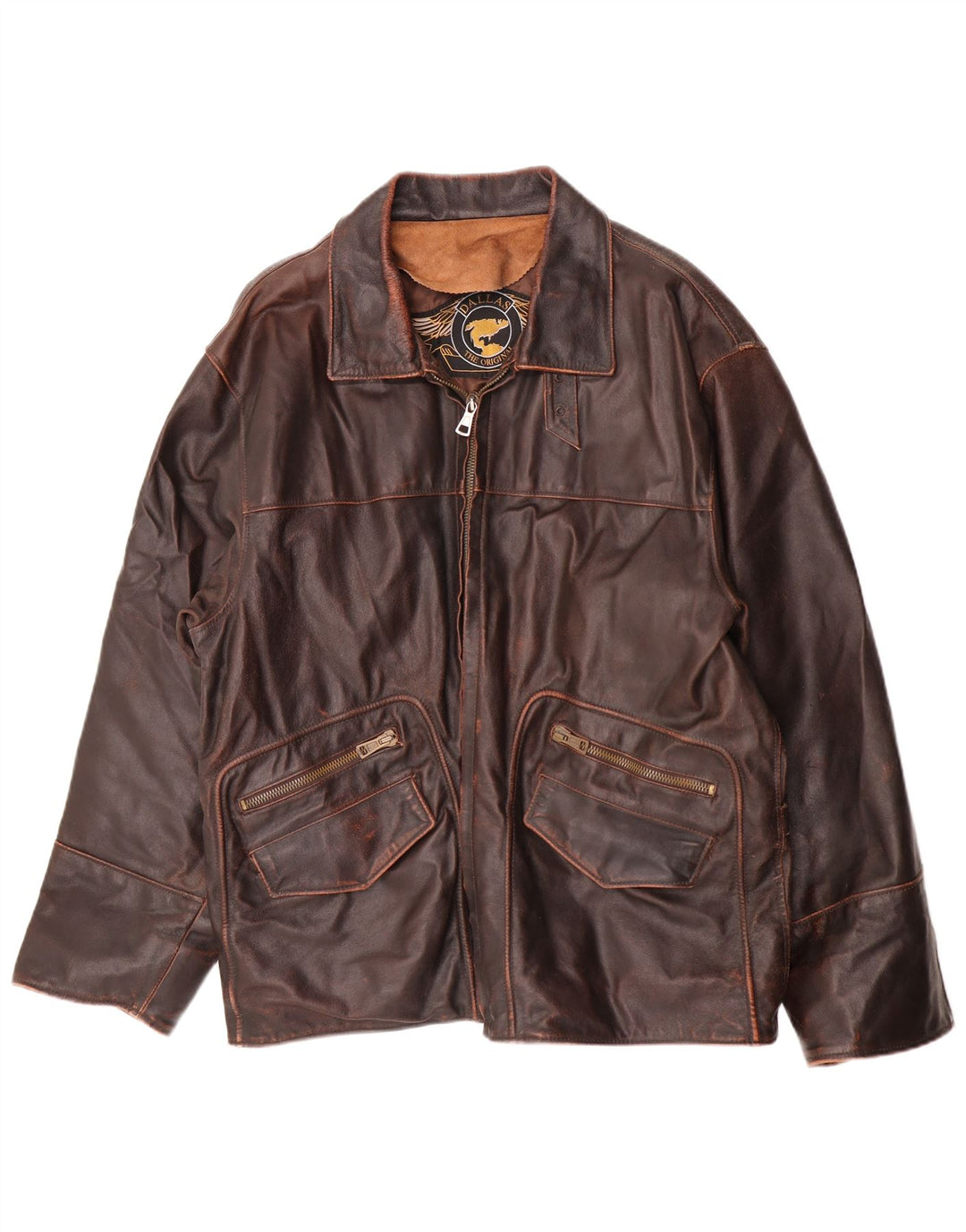 Giacca in pelle da uomo Dallas UK 42 XL in pelle marrone