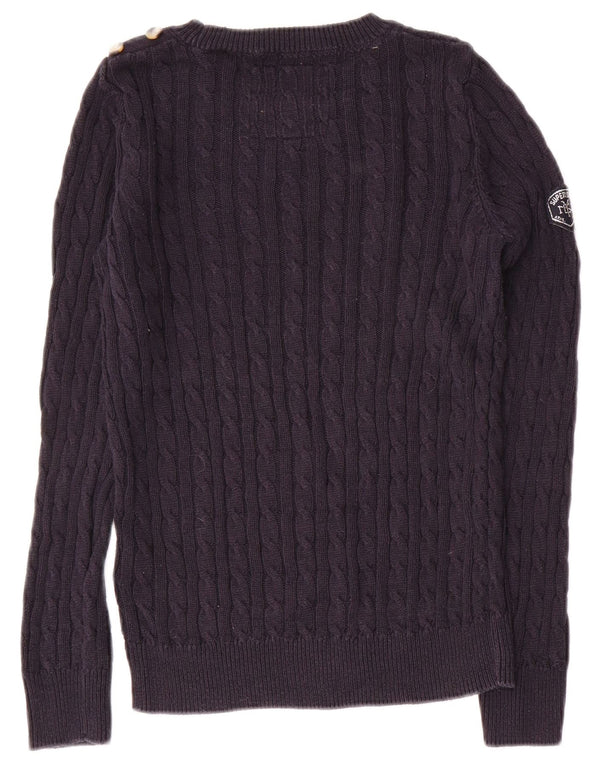 Maglione maglione girocollo da donna SUPERDRY UK 8 piccolo cotone blu navy