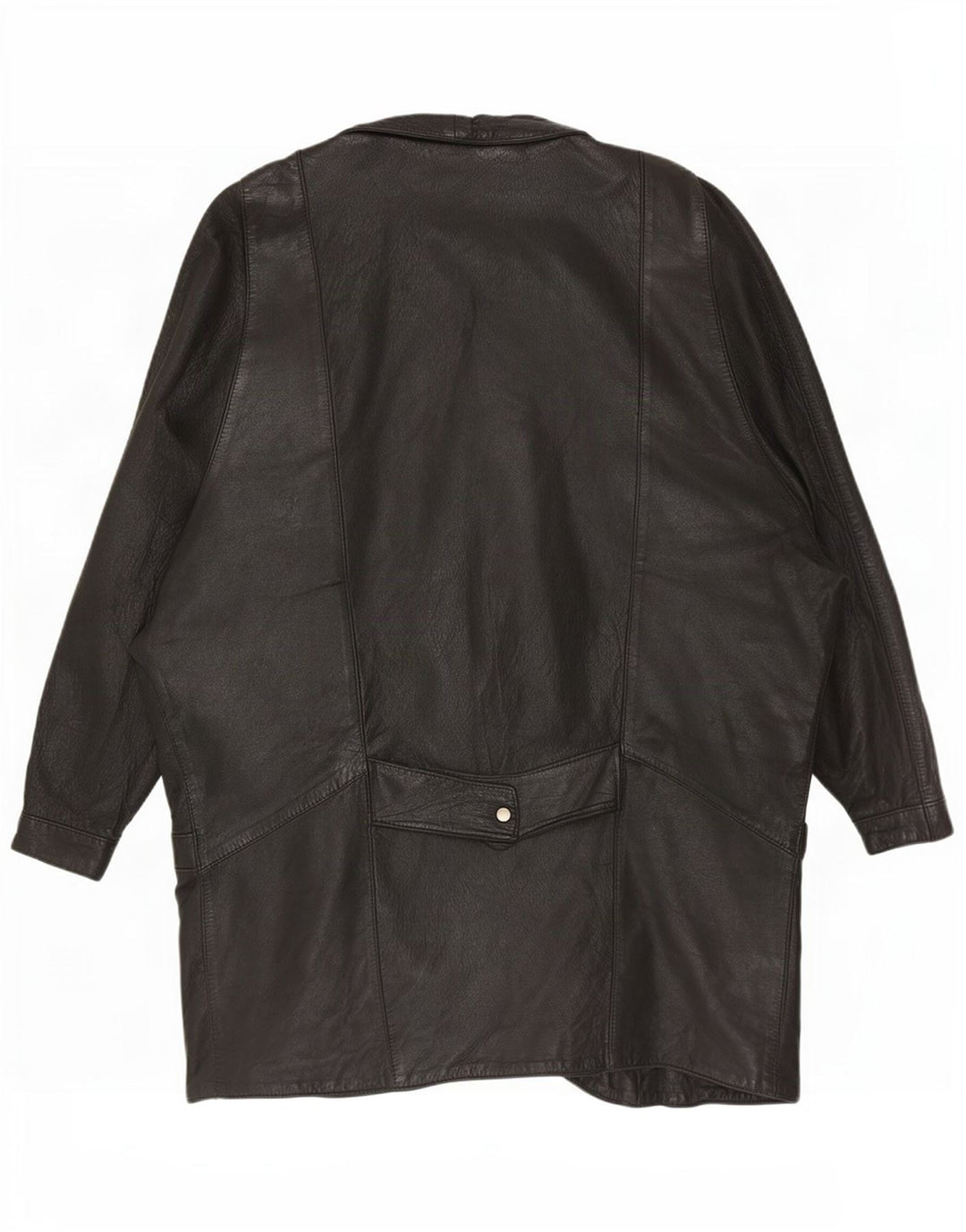 Cappotto oversize in pelle vintage da donna UK 12 medio nero