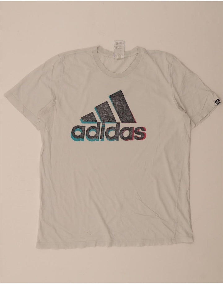 T-shirt grafica da uomo ADIDAS Top grande in cotone bianco