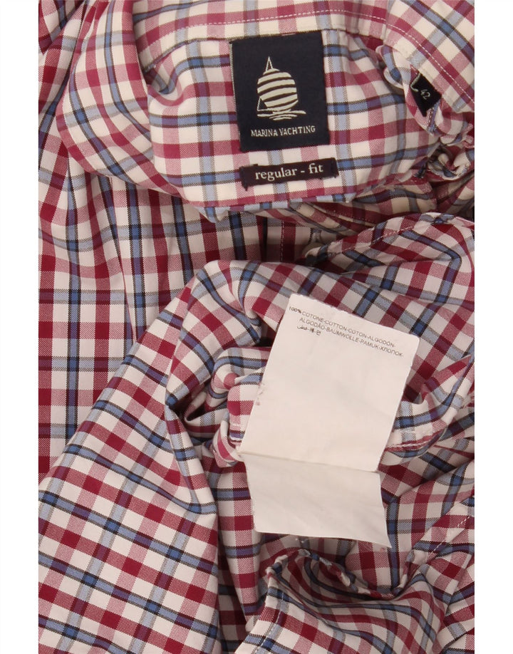 Marina Yachting Camicia da uomo vestibilità regolare taglia 42 grande cotone a quadretti rossi