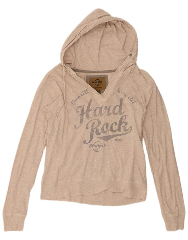 Top manica lunga grafica da donna Hard Rock Cafe London UK 12 Beige medio