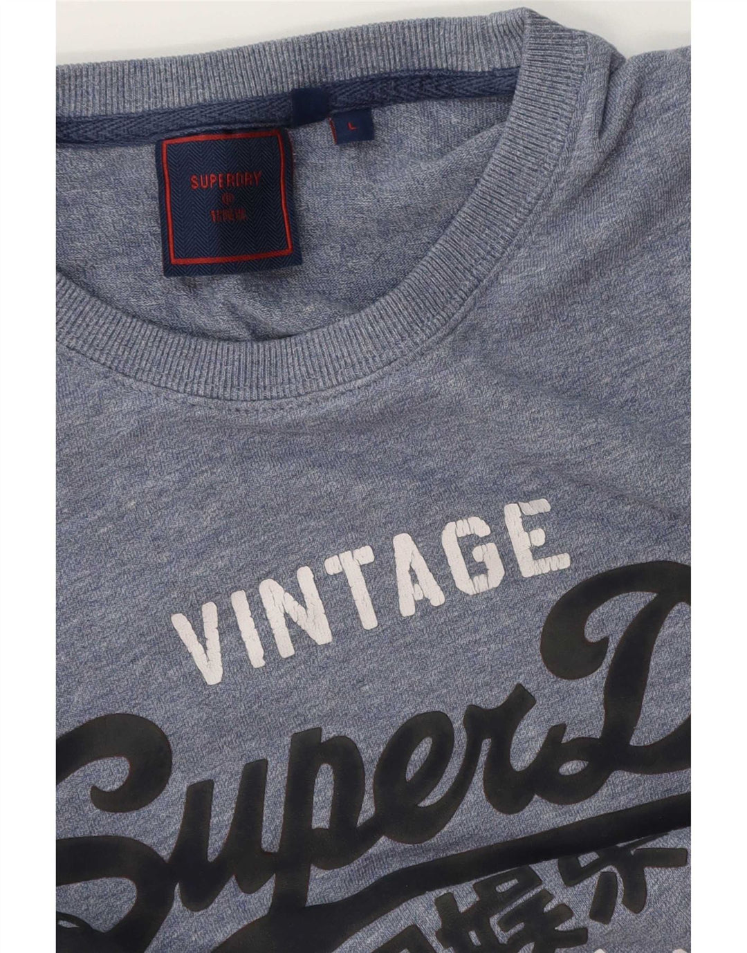 T-shirt grafica da uomo Superdry Top grande in cotone blu