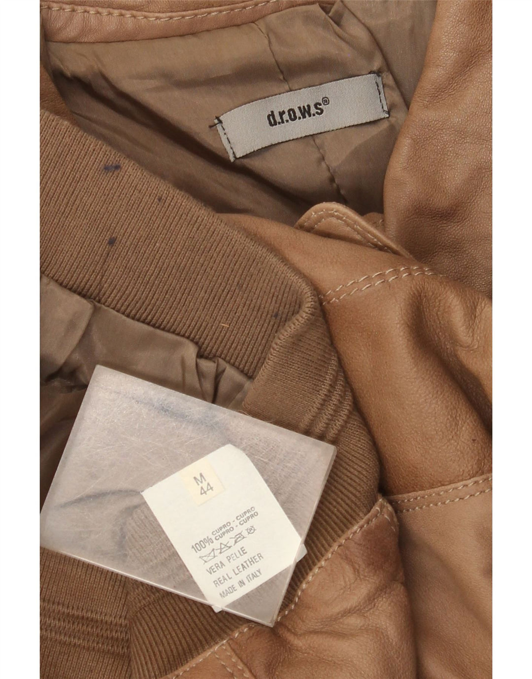 Giacca in pelle vintage da donna IT 44 in pelle beige medio