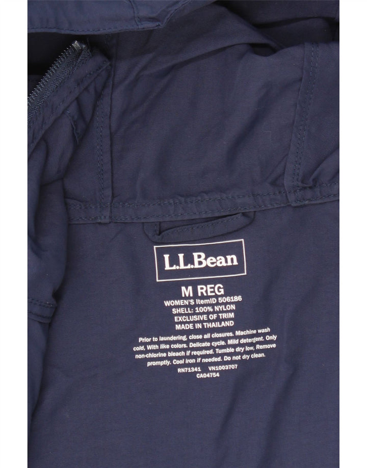 L.L.BEAN Womens Hooded Rain Jacket UK 14 Medium Navy Blue Nylon Vintage L.L.Bean and Second-Hand L.L.Bean from Messina Hembry 