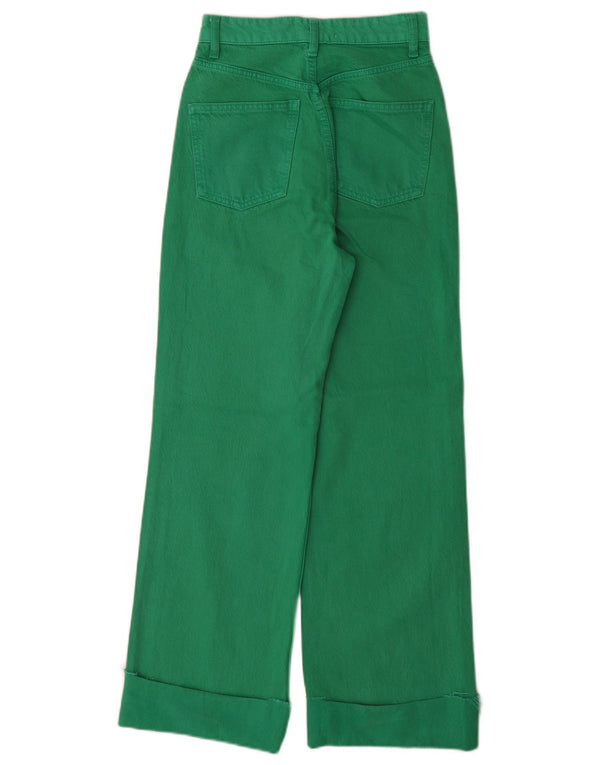 Jeans Zara da donna a gamba larga a vita alta EU 32 2XS W22 L29 Cotone verde