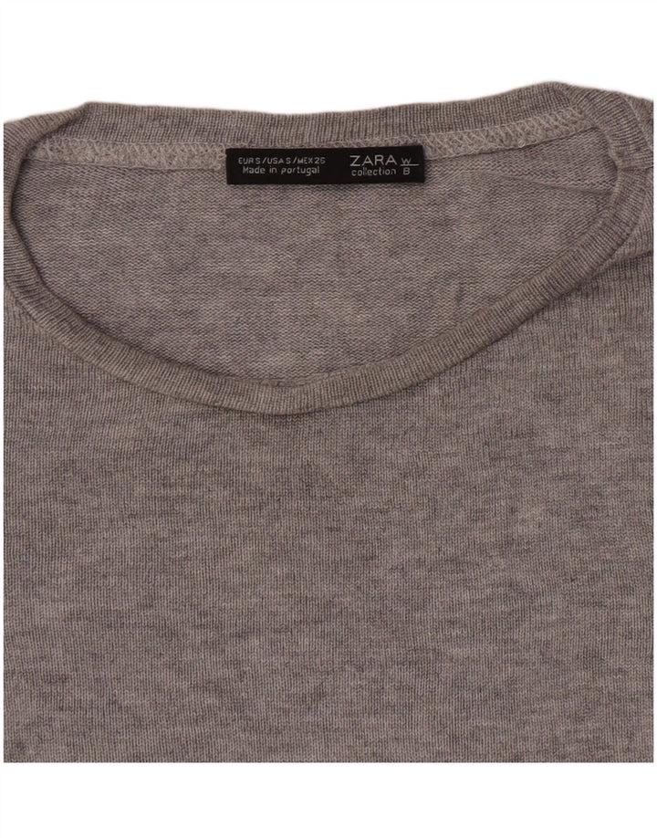 Top Zara da donna oversize a maniche lunghe UK 10 piccolo grigio