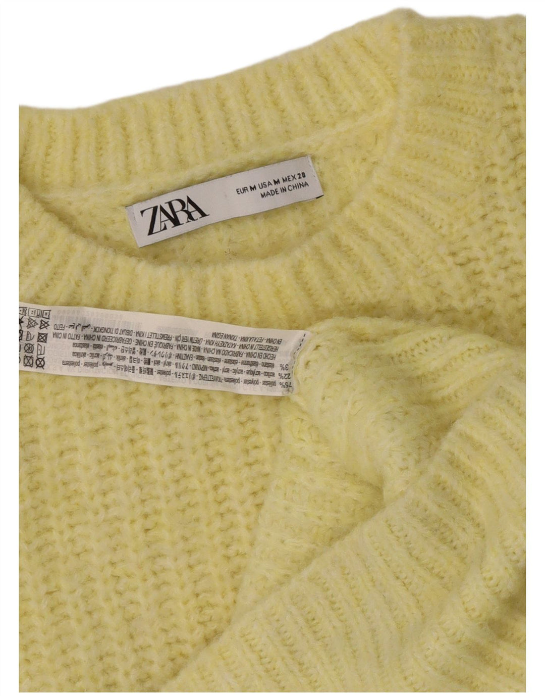 Maglione corto con scollo a barca oversize da donna Zara UK 14 Giallo medio