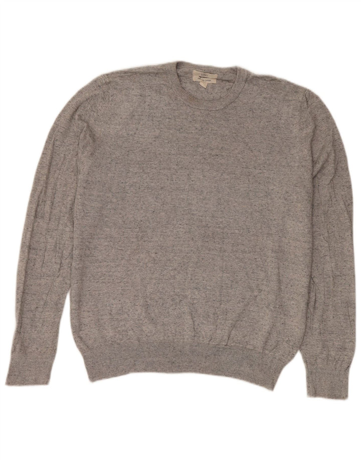 Maglione maglione girocollo da uomo Marks & Spencer grande cotone chiazzato grigio