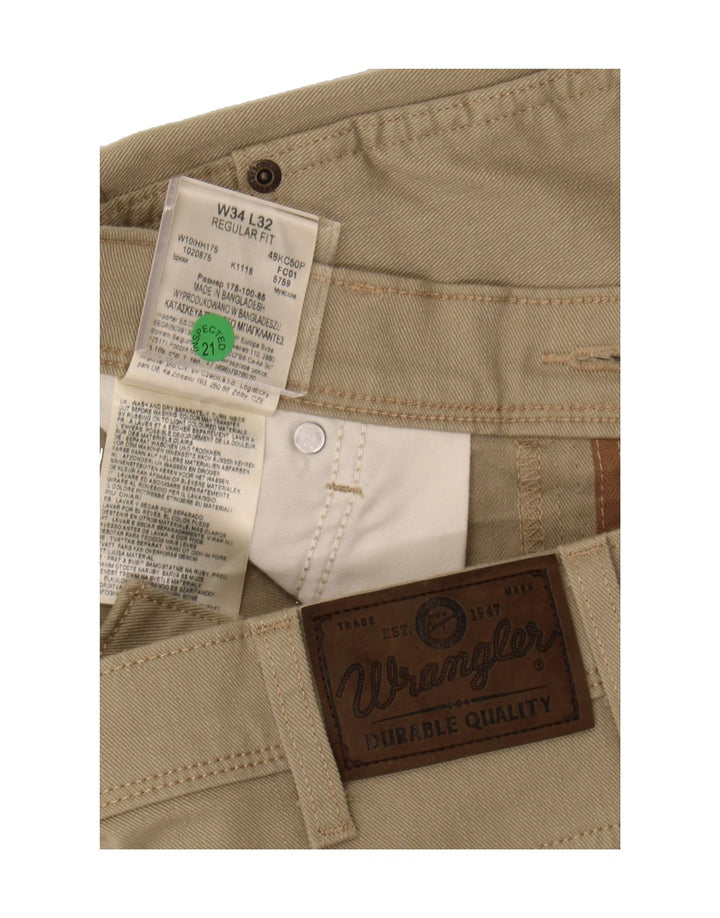 WRANGLER Mens Regular Fit Straight Jeans W34 L25 Beige Cotton Vintage Wrangler and Second-Hand Wrangler from Messina Hembry 
