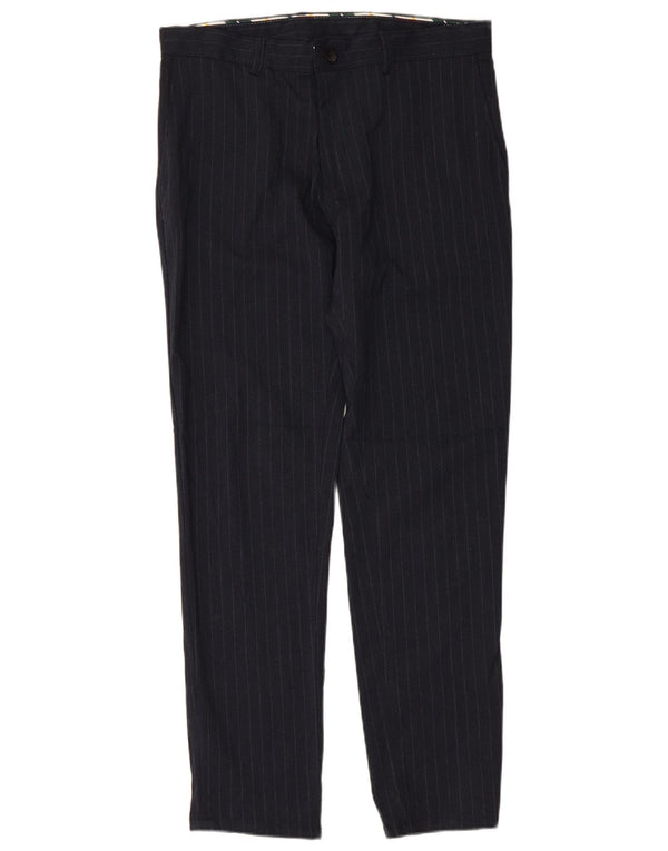 Pantaloni chino slim da uomo Zara EU 40 medi W31 L30 gessato blu navy