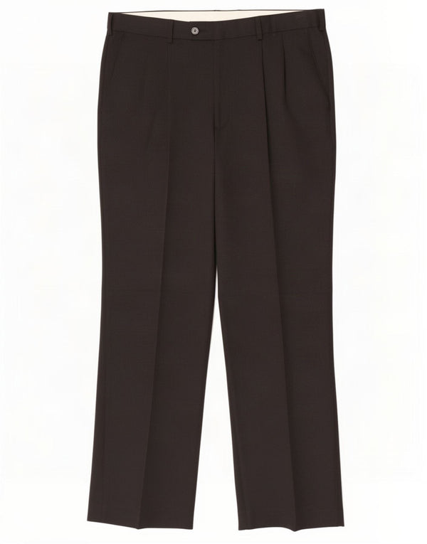 Pantaloni da completo da uomo con pegging Farah W36 L30 poliestere nero