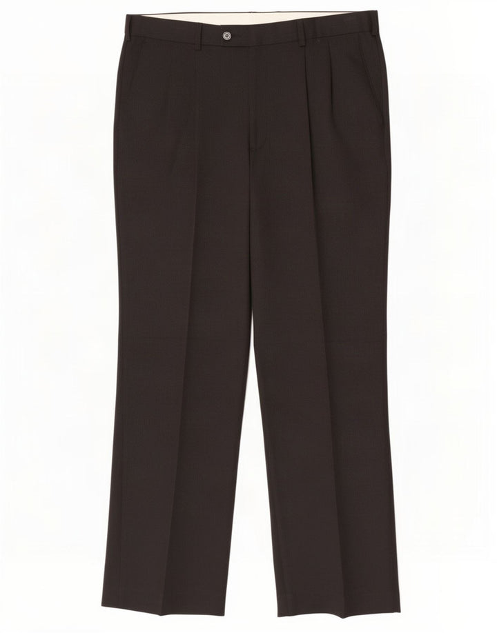 Pantaloni da completo da uomo con pegging Farah W36 L30 poliestere nero