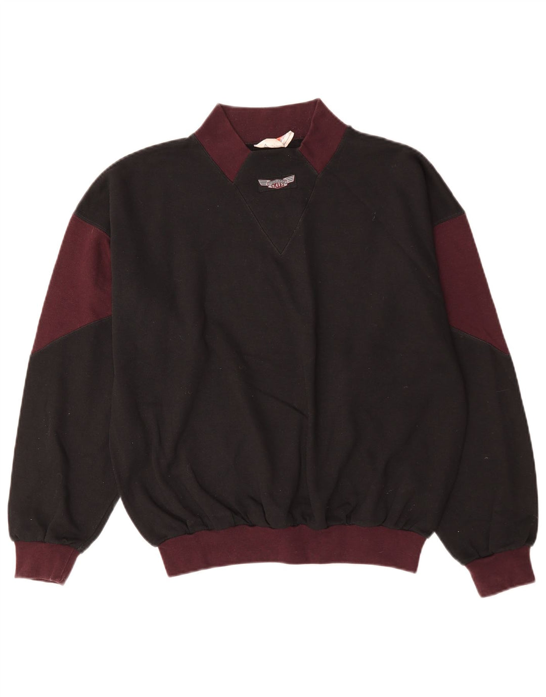 Felpa da uomo vintage in cotone color block medio nero