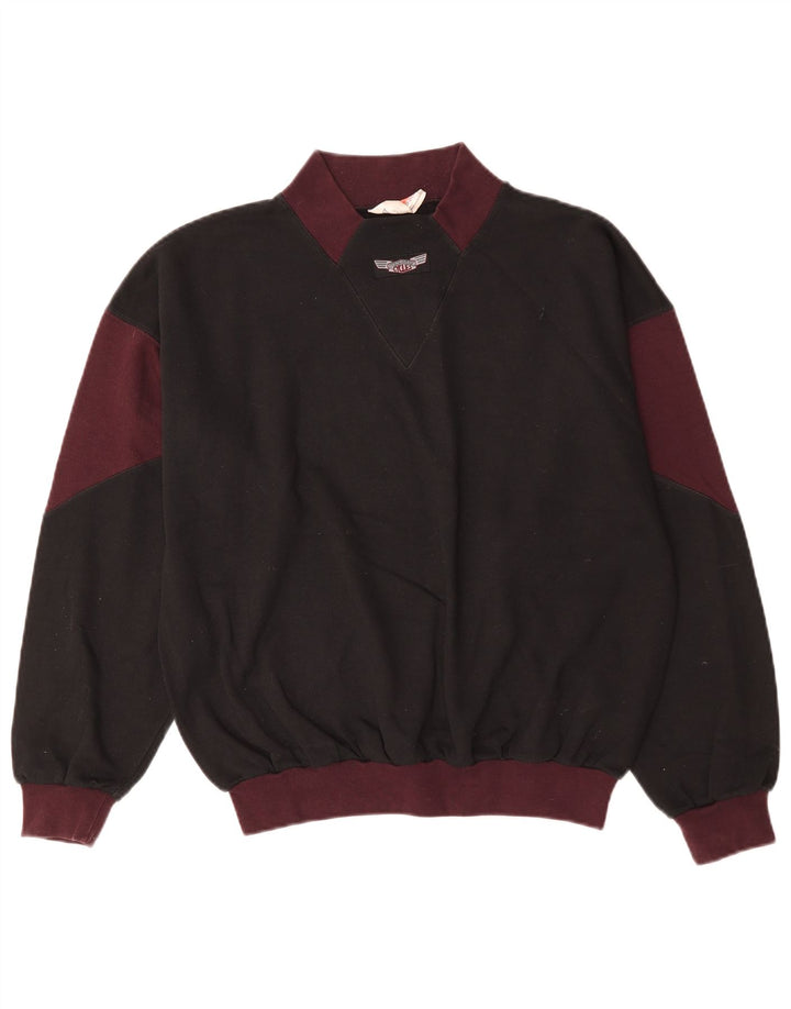 Felpa da uomo vintage in cotone color block medio nero