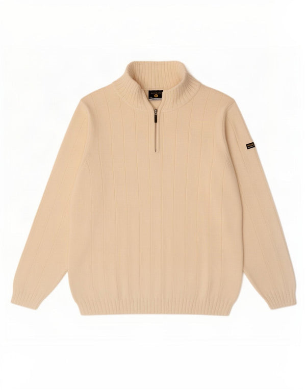 Navigare Mens Zip Neck Jumper Sweater 2XL Off White Wool