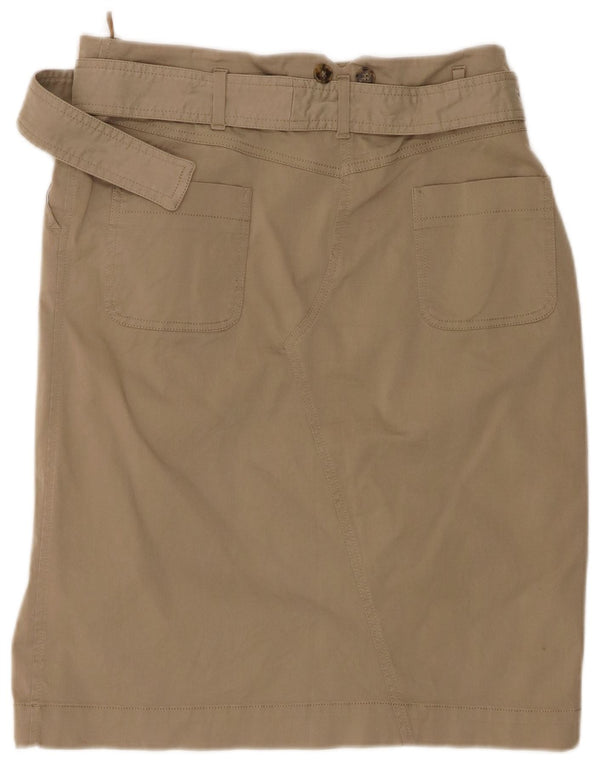 Gonna dritta da weekend da donna Max Mara UK 14 grande W34 cotone kaki