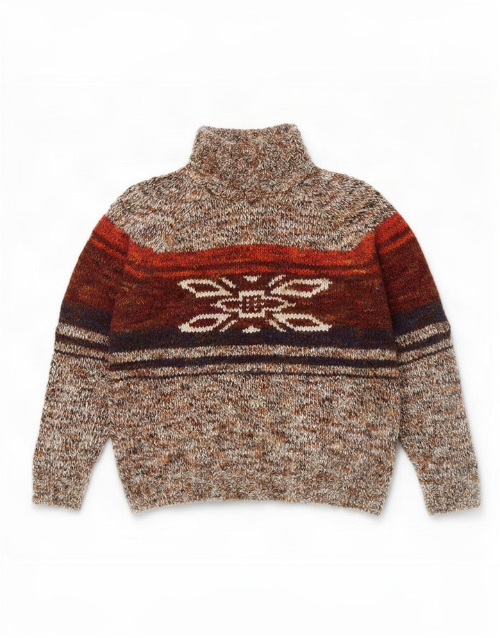 Di American Maglione da uomo con collo alto e maglione medio multicolore Fair Isle