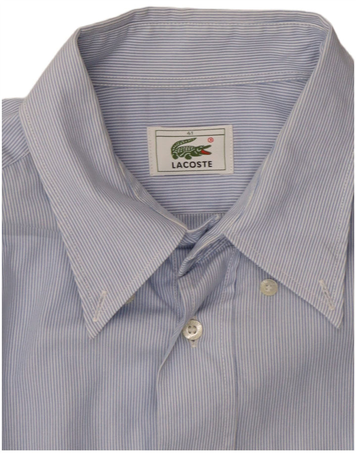 LACOSTE Camicia a maniche corte da uomo taglia 41 grande cotone gessato blu