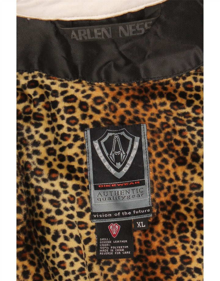 Giacca da motociclista in pelle da donna Arlen Ness UK 18 XL in pelle bianca