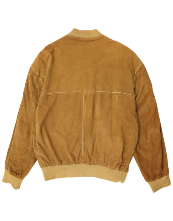 Giubbotto bomber in pelle scamosciata dal taglio ampio da uomo Hugo Boss EU 48 in pelle marrone medio