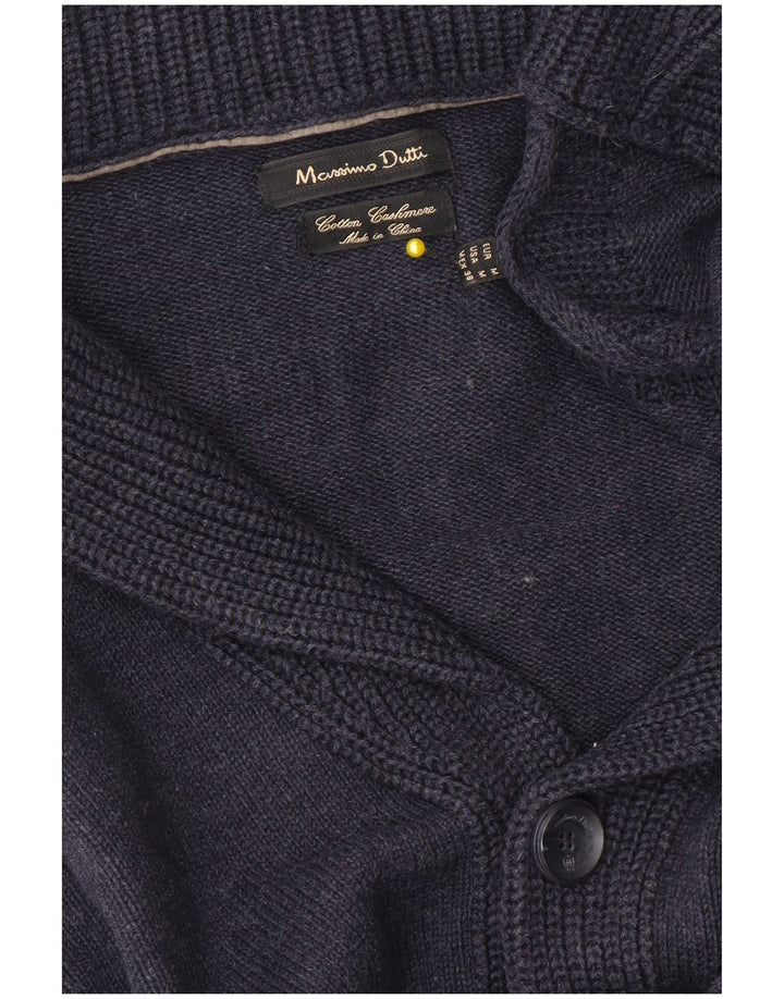 Maglione cardigan da uomo Massimo Dutti in cotone blu navy medio
