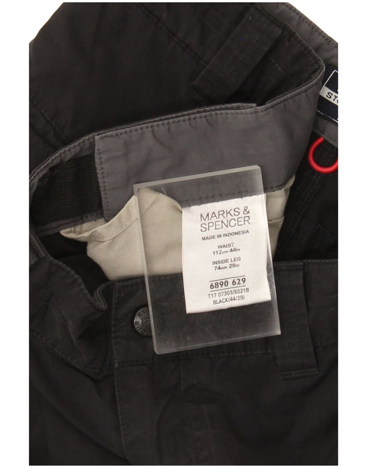 Pantaloni cargo dritti da uomo Marks & Spencer W44 L29 cotone nero