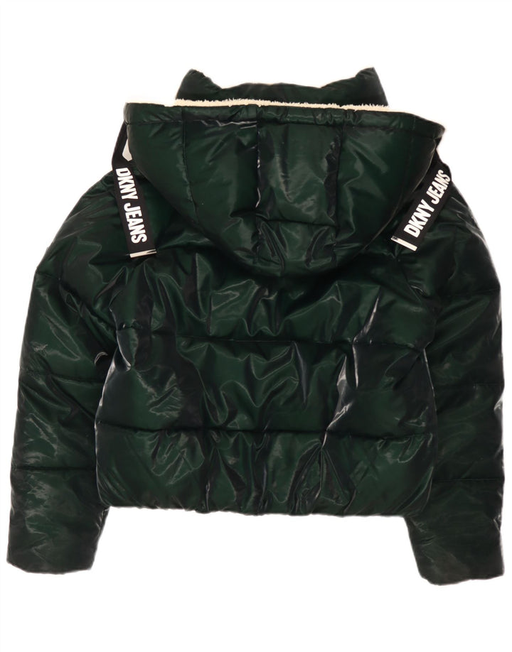 Giacca imbottita oversize con cappuccio da donna Dkny UK 10 piccola verde poliestere