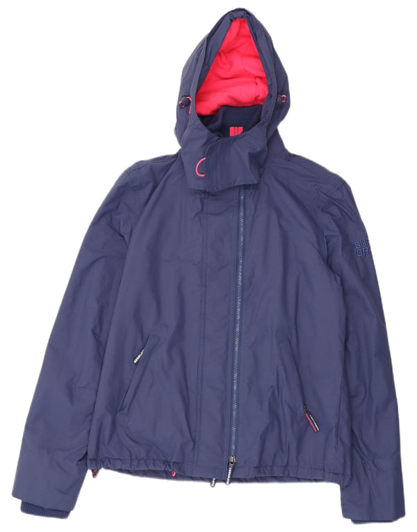 Giacca a vento con cappuccio da donna Superdry UK 16 Large Blu Colourblock