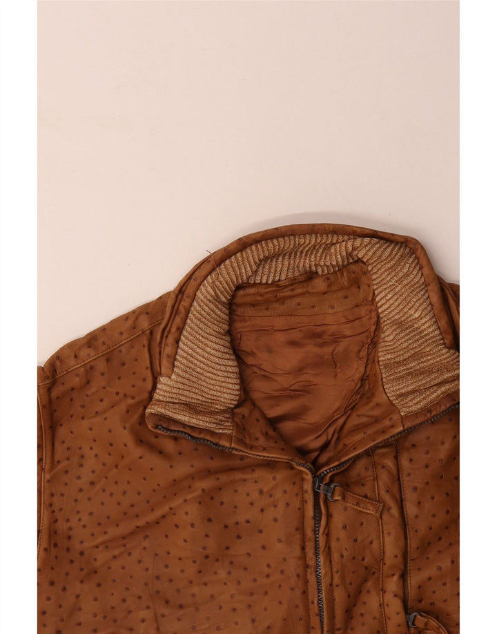 Gilet in Pelle Uomo VINTAGE IT 56 3XL Marrone Maculato