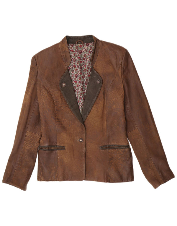 Giacca blazer vintage da donna a 1 bottone EU 38 Colorblock marrone medio