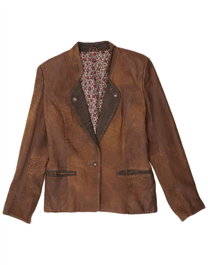 Giacca blazer vintage da donna a 1 bottone EU 38 Colorblock marrone medio