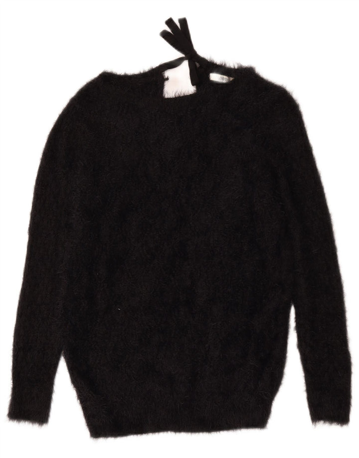 Maglione maglione con scollo a barca da donna Oasis UK 10 piccolo nero in poliammide