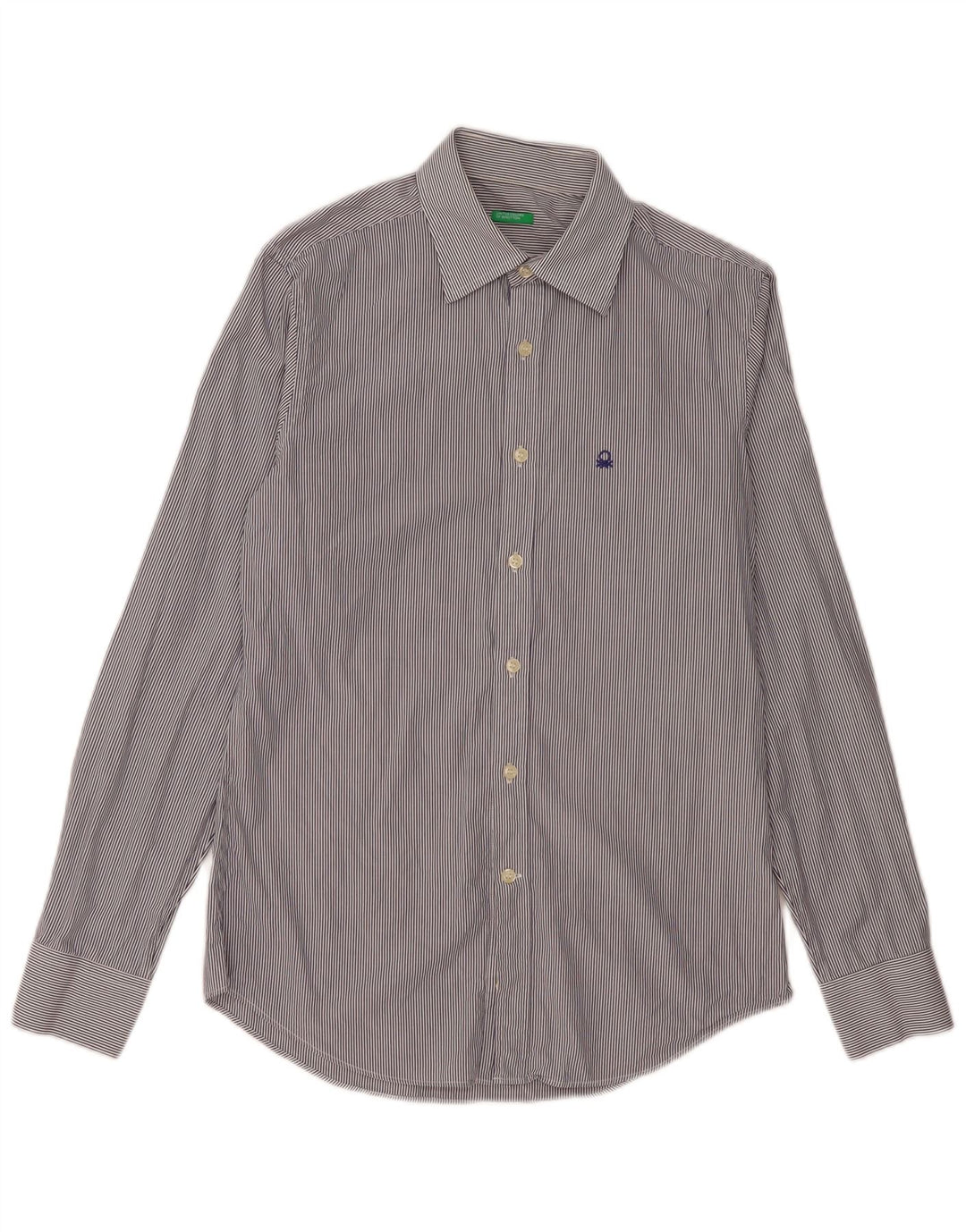 Camicia Uomo BENETTON Piccola Gessata Blu Navy