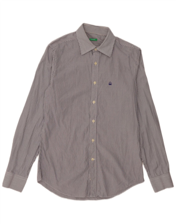 Camicia Uomo BENETTON Piccola Gessata Blu Navy