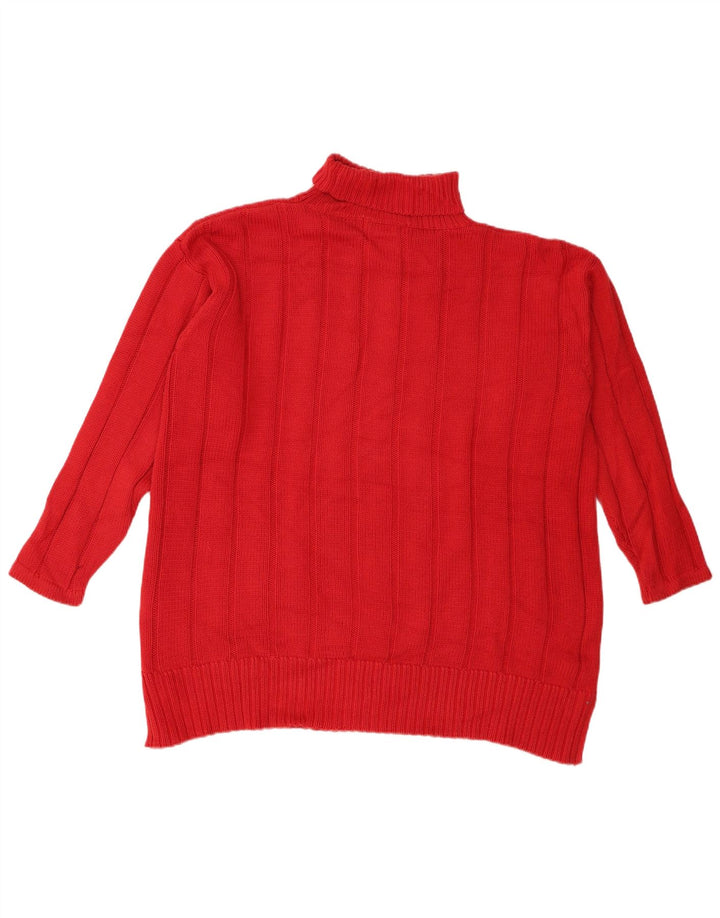 Maglione maglione oversize da donna Eddie Bauer con collo alto UK 14 rosso medio