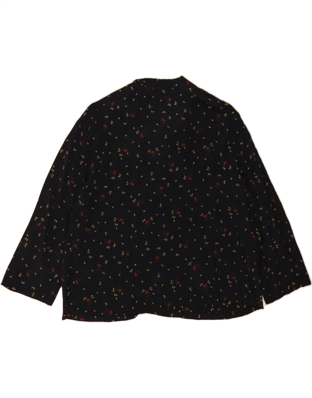 VINTAGE Womens Abstract Pattern Front Tie Shirt Blouse UK 14 Large Black Vintage Vintage and Second-Hand Vintage from Messina Hembry 
