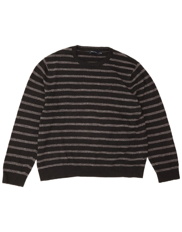Maglione maglione girocollo da uomo Nautica 2XL cotone a righe nere